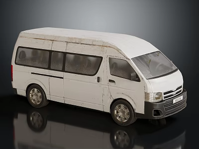 White Old Worn Van Exterior Featuring Side Windows And Front Details 3d model