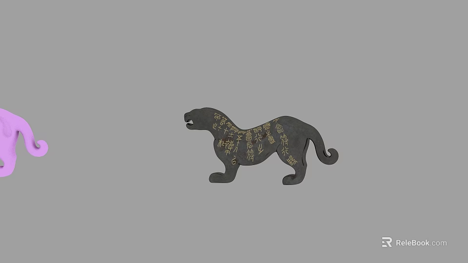 Black Leopard Shaped Decorative Ornament Set With Gold Patterns For Home Decor 3d model