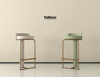 Modern Stylish Poliform Bar Stools With Metal Frame And Two Tone Upholstered Seats 3d model