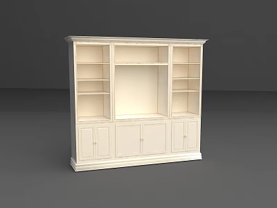 White Wooden Wine Cabinet With Open Shelves And Closed Cabinet Doors Design 3d model