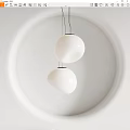 Two White Spherical Pendant Lights Hanging On White Wall For Modern Interior Design