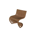 Modern Leisure Chair With Curved Wooden Slat Design And Stylish Ergonomic Structure