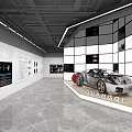 Modern Exhibition Event Gateway with Car Model Tire Display and Grid Wall Design