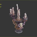 Decorative Metal Candelabra With Multiple Candle Holders And Melted Wax Design