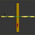 Circular Equipment Setup With Golden Column Compass Symbols And Green Lines On Pink Board