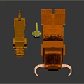 Orange Mammoth 3D Pixel Art With Brown Hump Long White Tusks And Trunk
