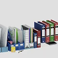 Organized Office Document Storage With Colorful Folders And Labeled Binders 3d model