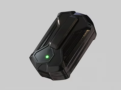 Black Geometric Decorative Ornament Set With Green Indicator Light And Modern Tech Style 3d model