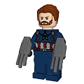 Building Block Captain America Minifigure Front and Back View with Blue Uniform Star Logo