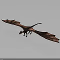 Majestic Flying Dragon Creature with Extended Reddish Brown Wings and Sleek Long Tail in Dark Background