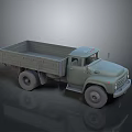 Military Green Vintage Utility Truck With Open Cargo Bed And Large Wheels