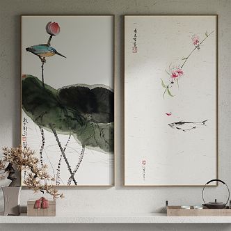 New Chinese Plant Painting Decorative Painting 3d model