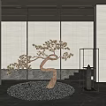 New Chinese-style Pine Tree Simulation Pine Tree Sculpture Device 3d model