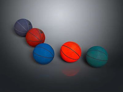 Vibrant Colored Basketballs For Daily Household Use In Purple Red Blue Orange Teal 3d model