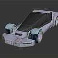 3D Rendered Futuristic Silver Car with Sleek Aerodynamic Design and Large Wheels
