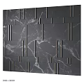 Modern Black Wall Design With Marble Texture And Metal Stripes Accents