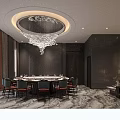 Luxurious Private Dining Room With Round Table Chandelier Dark Walls And Marble Flooring