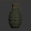 Military Style Hand Grenade With Textured Green Shell And Metal Fuse Ring