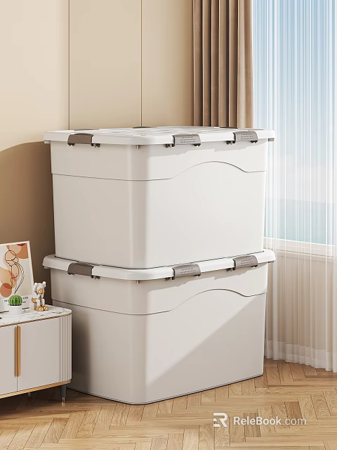 White Plastic Stackable Storage Boxes For Efficient Home Indoor Organization 3d model 