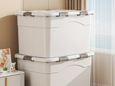 White Plastic Stackable Storage Boxes For Efficient Home Indoor Organization 3d model
