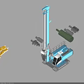 Industrial Equipment Including Drilling Machine Yellow Components Green Tanks Spiral Parts Pipes And Metal Mesh