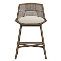 Modern Wooden Bar Stool With Woven Backrest And Padded Seat Design