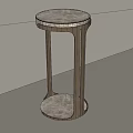 Modern Round Side Table With Marble Top And Metal Legs Design 3d model