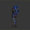 Blue And Red Mechanical Robot With Detailed Armor And 3D Design
