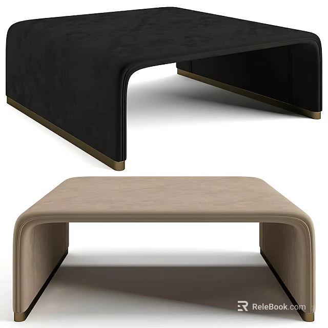 Modern Tea Table And Chairs Set With Curved Design Black Beige Wooden Structure And Sleek Lines 3d model 