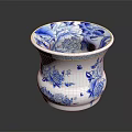 Chinese Blue And White Porcelain Vase With Floral Patterns And Decorative Details