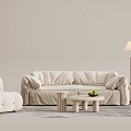 Cream wind sofa combination 3d model