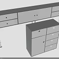Modern Gray White Storage Furniture Set With Drawers Cabinets And Metal Legs