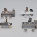Modern Office Desk Multiple Styles Design With Office Chairs And Supplies