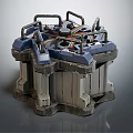 Smart Machine Featuring Metallic Framework Gray Blue Tone Interconnected Pipes And Mechanical Components 3d model