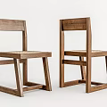 Modern Minimalist Dining Chairs With Solid Wood Frame And Woven Seats 3d model
