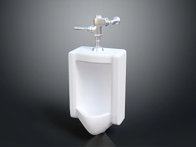White Ceramic Urinal With Chrome Flush Valve Modern Bathroom Fixture Design 3d model