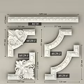 Detailed Carved Decorative Moldings With Dimensions And M128 M129 Series Components