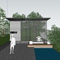 Modern gallery pavilion 3d model