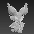 Golden Fox Like Game Movie Character With Big Ears And Flame Decorative Elements