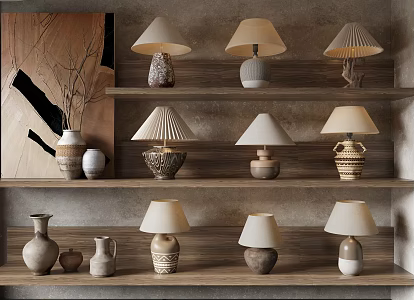 medieval table lamp pottery jar table lamp ornaments combination 3d model