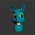 Cute Blue Animal Head Decorative Furniture Piece With Green Eyes And Smile
