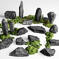 Modern Landscape Stone Courtyard Stone Moss Micro Terrain 3d model