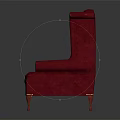 Red Leather Armchair With Tufted Back Curved Arms And Slim Legs Design