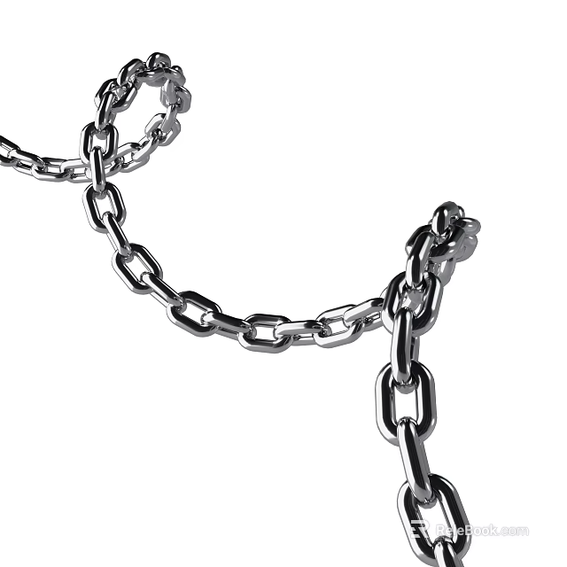 Stainless Steel Ironwork Link Chain With Shiny Metallic Finish And Decorative Craftsmanship Design 3d model 