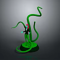 Game Movie Character With Pink Hair Green Outfit Standing By Curved Green Vines