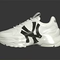 Stylish White Sneakers With Thick Sole And Black Logo Design 3d model