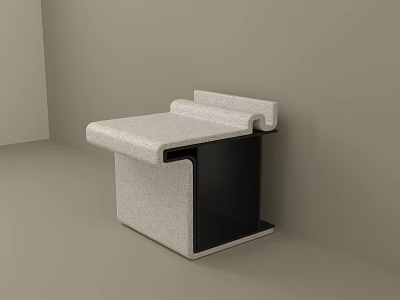 Modern Textured Stool With Light Surface And Sturdy Black Support Base Design 3d model