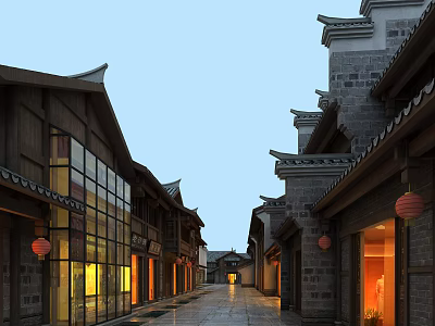 Ancient Commercial Street New Chinese Commercial Street Residential 3d model
