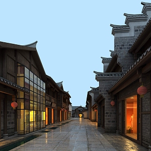 Ancient Commercial Street New Chinese Commercial Street Residential 3d model