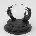 Decorative Ornament Set With Black Hand Shaped Base And Transparent Crystal Ball